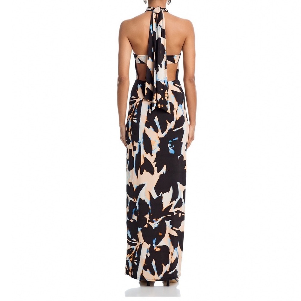 AFRM Genie Maxi Dress Shadow Floral Crossover Halter Keyhole Large - Picture 3 of 7